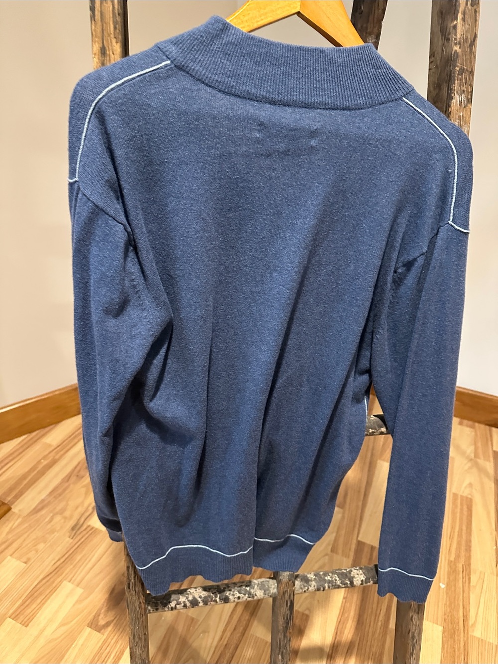 The Territory Ahead Men's Navy Zip-Neck Sweater with Contrast Trim - Picture 7 of 7